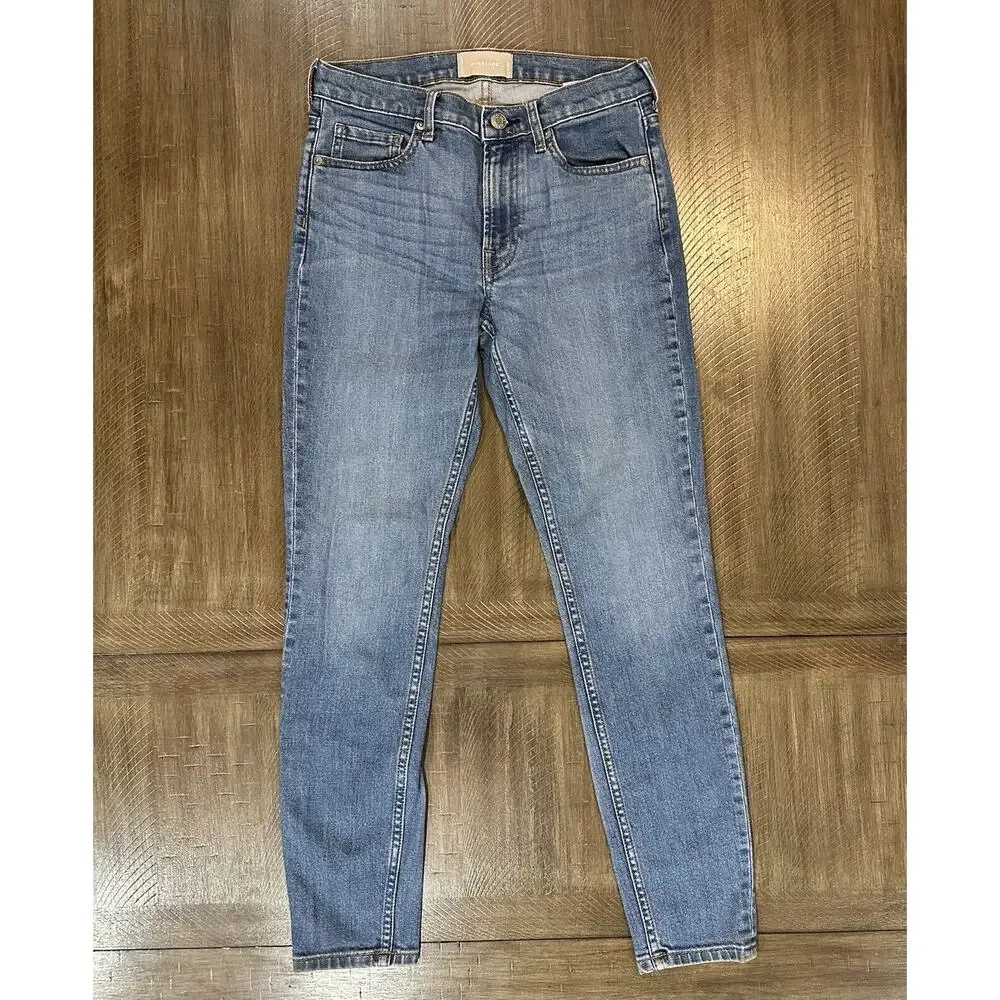 Everlane Women’s Mid Rise Skinny Jeans Stretch Med Wash Blue Denim Size 27 Ankle